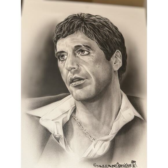 Signed Allan Davidson Celebrity Artist Print - Scarface Tony Montana 12” x 16” - Picture 2 of 9